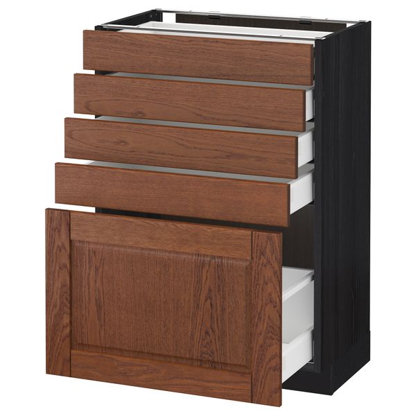Напольный шкаф с 5 ящиками МЕТОД / МАКСИМЕРА, черный, Филипстад коричневый - схема-чертеж с размерами