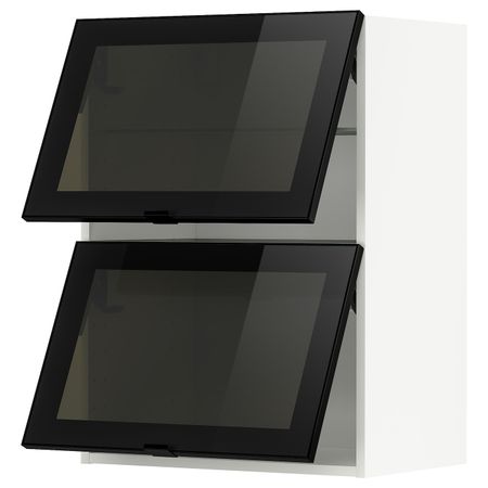 Навесной горизонтальный шкаф/2двери, белый/Ютис дымчатое стекло 60x80 см IKEA METOD МЕТОД 393.939.64