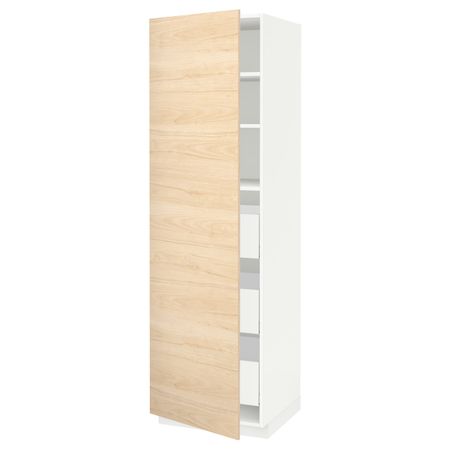 Высокий шкаф с ящиками, белый/Аскерсунд под светлый ясень 60x60x200 см IKEA METOD МЕТОД / MAXIMERA МАКСИМЕРА 893.699.47