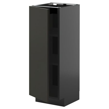 METOD Напольный шкаф с полками - черно-серый/Nickebo матовый антрацит 30x37 см