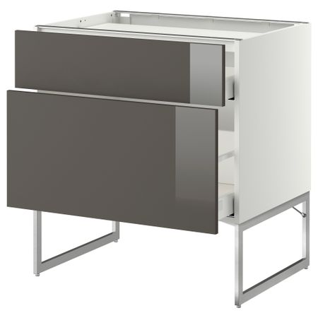 Напольный шкаф, 2 фронтальных панели, 3 ящика МЕТОД / МАКСИМЕРА, белый, Рингульт серый