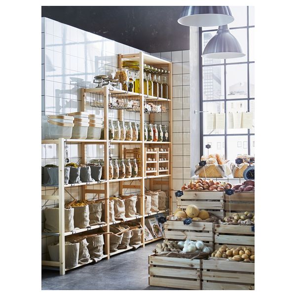 3 секции, полки ИВАР, сосна - схема-чертеж с размерами