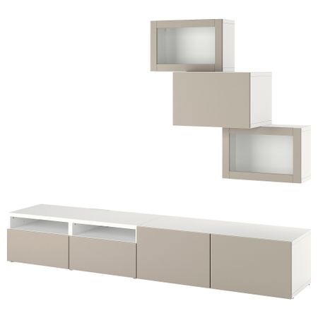 Комбинация для ТВ, стеклянные дверцы, 240x42x190 cm IKEA BESTÅ БЕСТО 694.213.81