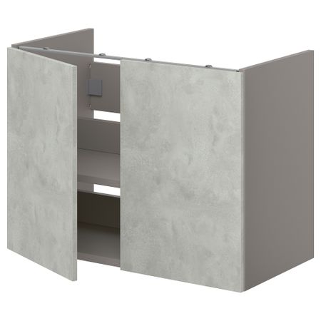 Напольный шкаф для раковины, полка, двери, 80x42x60 см, серый, под бетон IKEA BEGIVENHET БЕГИВЕНХЕТ 593.224.52