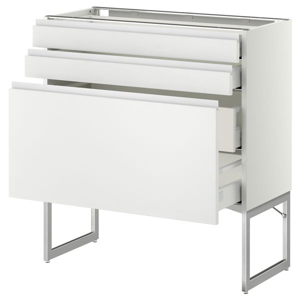 Напольный шкаф 3 фронтальных панели, 2 нижних, 2 средних ящика МЕТОД / МАКСИМЕРА, белый, Нодста белый - схема-чертеж с размерами