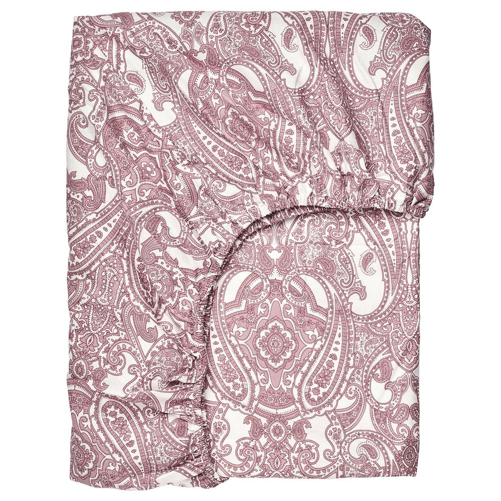 Простыня натяжная, белый/темно-розовый 160x200 см IKEA JÄTTEVALLMO ЙЭТТЕВАЛЛМО 304.610.47 - фото 1