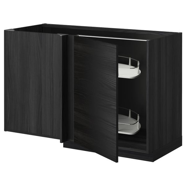 Угловой напольный шкаф с выдвижной секц, черный, Тингсрид черный 128x68 см IKEA МЕТОД 992.318.79 - схема-чертеж с размерами