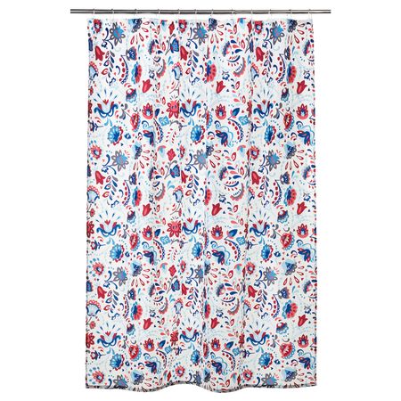 Штора для ванной, белый/разноцветный 180x200 см IKEA KRATTEN КРАТТЕН 104.436.72