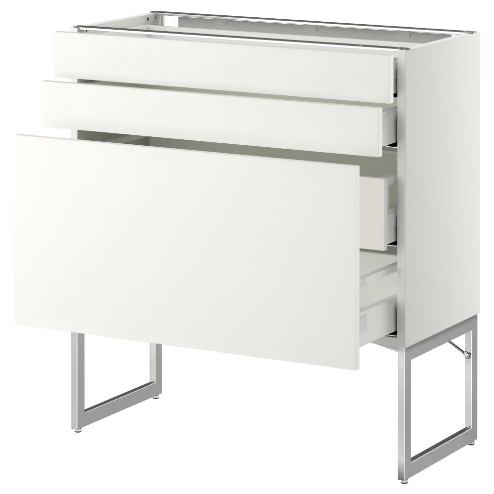 Напольный шкаф 3 фронтальных панели, 2 нижних, 2 средних ящика МЕТОД / МАКСИМЕРА, белый, Хэггеби белый - схема-чертеж с размерами