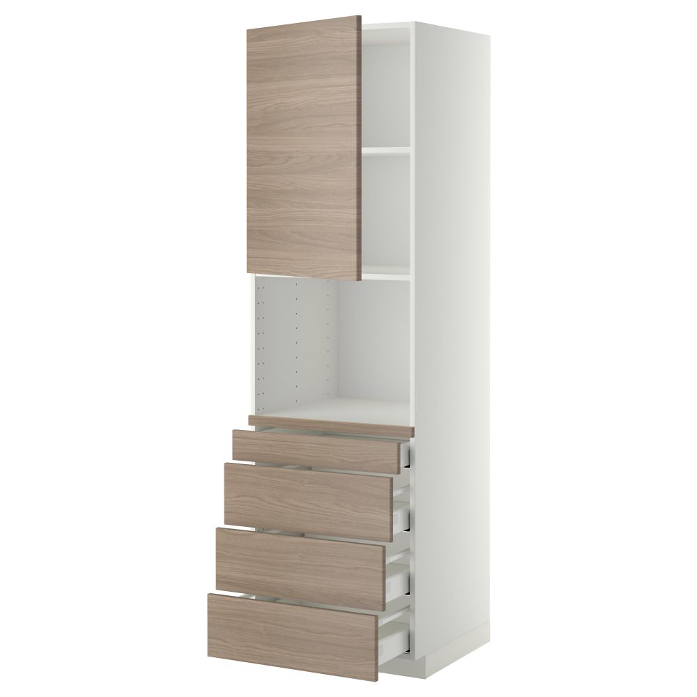 Высокий шкаф для комбинированния СВЧ, 4 ящика МЕТОД / МАКСИМЕРА, белый, Брокхульт светло-серый - схема-чертеж с размерами