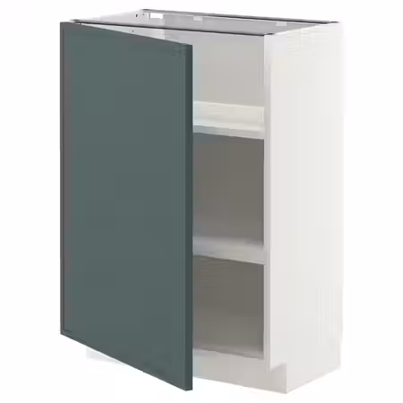 METOD Напольный шкаф с полками - белый/Aspudden темный серо-зеленый 60x37 см
