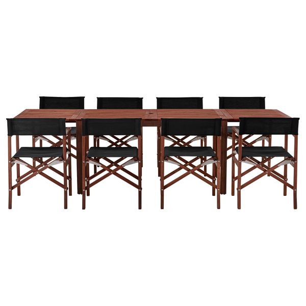 Стол + 8 стульев для сада ЭПЛАРО / СИАРО, коричневая морилка, темно-серый - фото 1