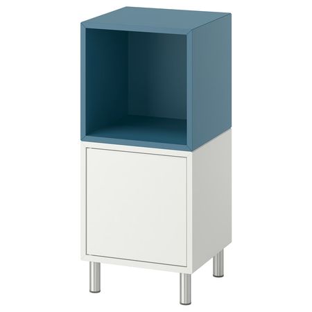 EKET Комбинация шкафов с ножками - белый/серо-синий темный 35x35x80 см