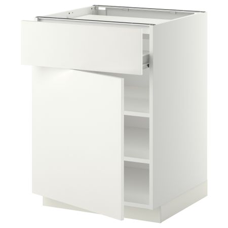 Напольный шкаф для варочной панели, ящик, полка, дверцы МЕТОД / ФОРВАРА, белый, Хэггеби белый (60x60 см)