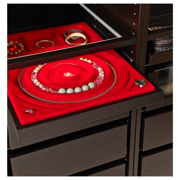 Выдвижная полка + вставка для украшений КОМПЛИМЕНТ, черно-коричневый, красный - схема-чертеж с размерами