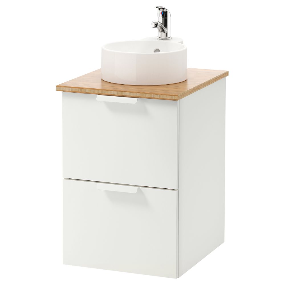 Шкаф со столешницей 29 раковина ГОДМОРГОН/ТОЛКЕН / ГУТВИКЕН, белый, бамбук (42x49x70 см) - фото 1