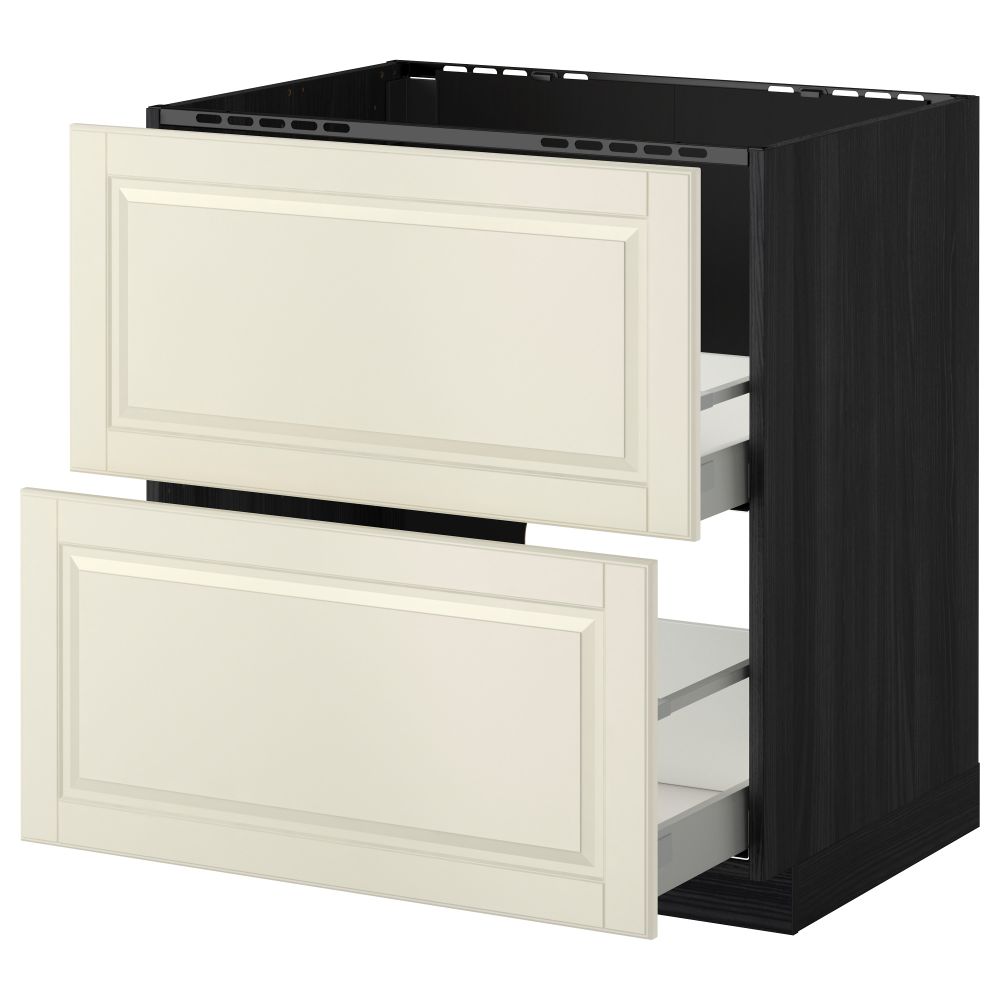 Напольный шкаф под мойку + 2 фронтальных панели, 2 ящика МЕТОД / МАКСИМЕРА, черный, Будбин белый с оттенком - схема-чертеж с размерами