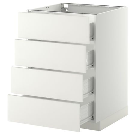 Напольный шкаф 4 фронтальных панели, 4 ящика МЕТОД / ФОРВАРА, белый, Хэггеби белый
