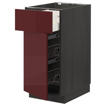 Напольный шкаф с проволочной корзиной, ящик, дверью, 40x60 cm IKEA METOD МЕТОД, MAXIMERA МАКСИМЕРА 694.686.32