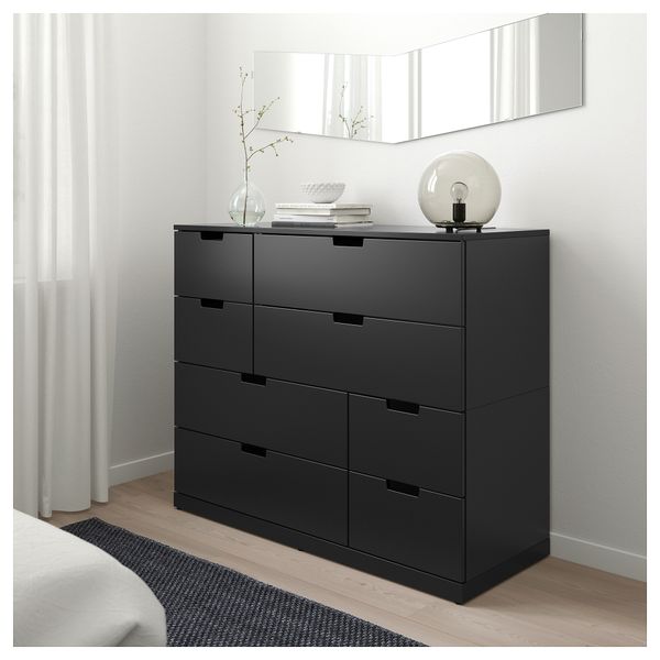 Комод с 8 ящиками НОРДЛИ, антрацит (120x99 см) - фото 2