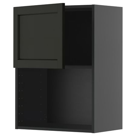 METOD Навесной шкаф для СВЧ-печи - черно-серый/Lerhyttan черная морилка 60x80 см