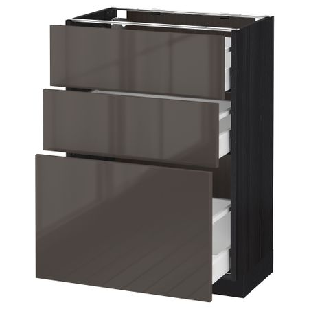 Напольный шкаф с 3 ящиками МЕТОД / МАКСИМЕРА, черный, Рингульт серый