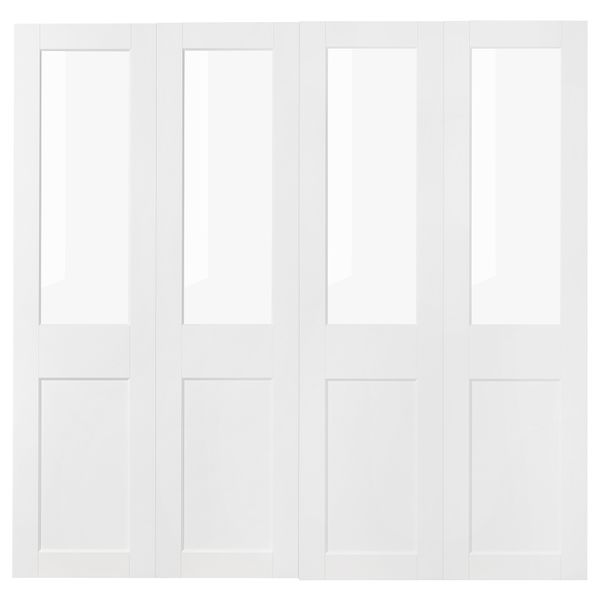 Пара раздвижных дверей, стекло, белый, 200x201 см IKEA GRIMO ГРИМО 605.453.00 - фото 1
