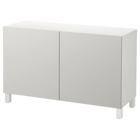 Комбинация для хранения с дверцами, белый/Лаппвикен светло-серый 120x40x74 см IKEA БЕСТО 692.466.41