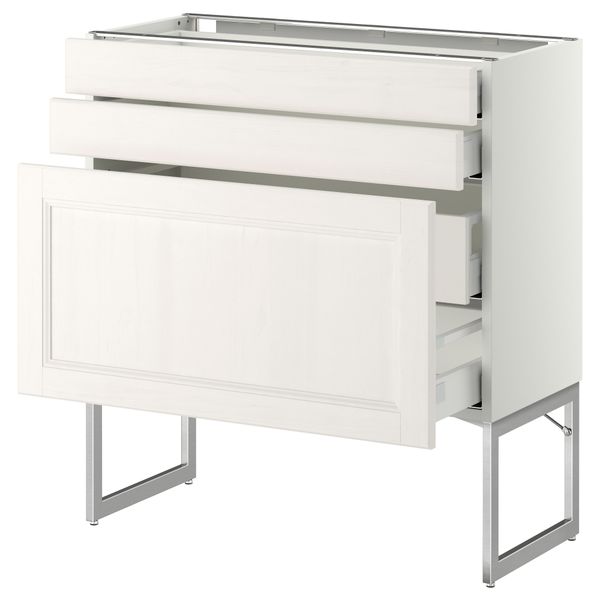 Напольный шкаф 3 фронтальных панели, 2 нижних, 2 средних ящика МЕТОД / МАКСИМЕРА, белый, Лаксарби белый - схема-чертеж с размерами