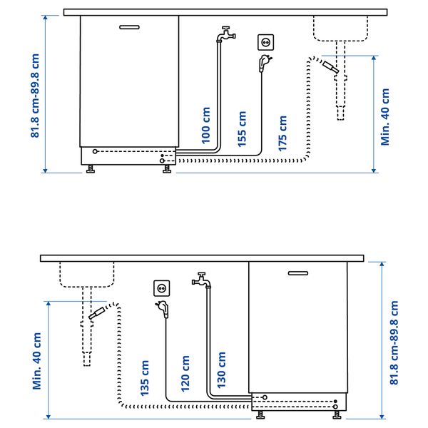 Встраиваемая посудомоечная машина, 45 см, IKEA 500 IKEA MEDELSTOR МЕДЕЛЬСТОР 104.755.02 - схема-чертеж с размерами