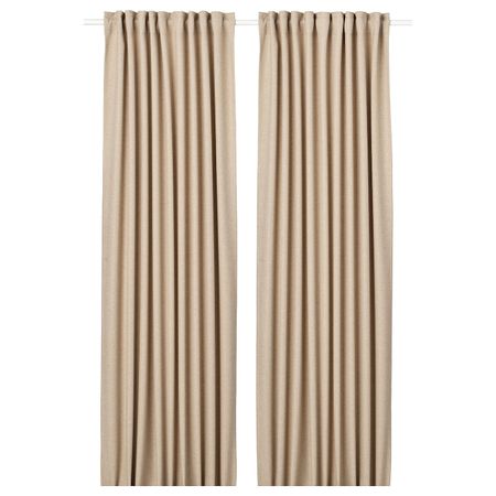 Затемняющие гардины, 2 шт., бежевый 145x300 см IKEA ANNAKAJSA АННАКАЙСА 904.627.94