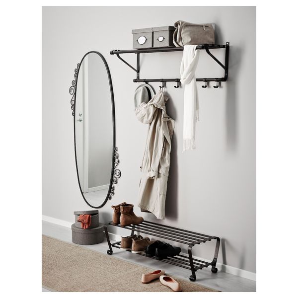 Полка для обуви, черный 90x34x28 см IKEA PORTIS ПОРТИС 803.890.49 - схема-чертеж с размерами