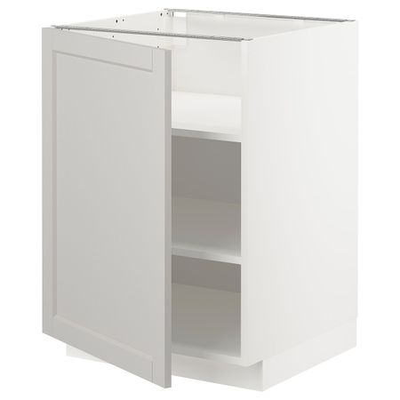 Напольный шкаф с полками, белый/Лерхюттан светло-серый 60x60 см IKEA METOD МЕТОД 892.730.54