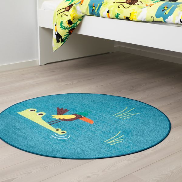 Ковер безворсовый, птица/синий 100 см IKEA DJUNGELSKOG ДЬЮНГЕЛЬСКОГ 803.937.63 - фото 4