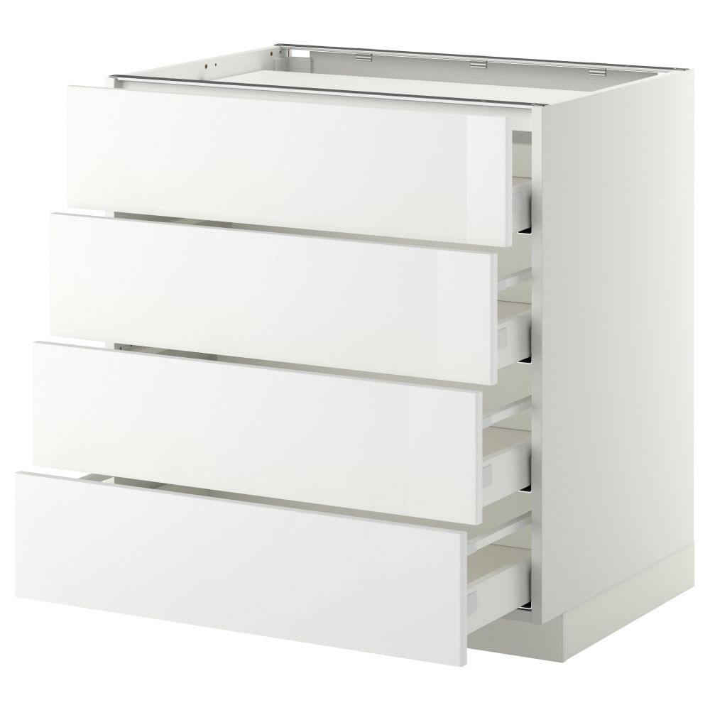 Напольный шкаф, 4 фронтальных панели, 4 ящика МЕТОД / МАКСИМЕРА, белый, Рингульт белый - фото 1