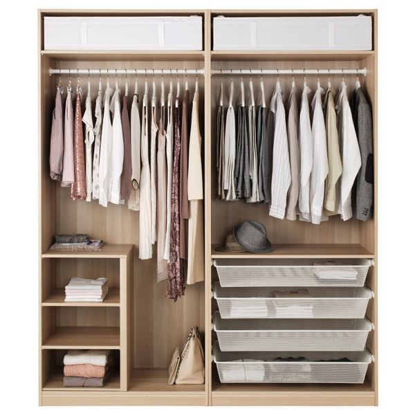 Гардероб, под беленый дуб, Аули Сэккен, 200x66x236 см IKEA ПАКС 393.056.51 - схема-чертеж с размерами