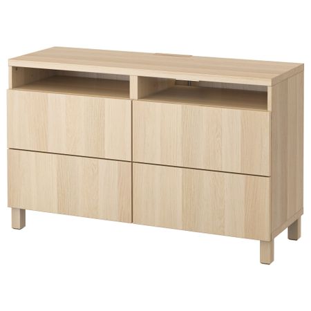 Тумба для ТВ с ящиками, 120x40x74 см, Lappviken под беленый дуб IKEA BESTÅ БЕСТО 491.939.31