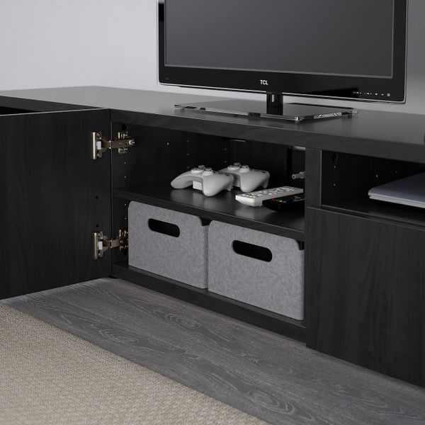 Тумба под ТВ, Лаппвикен черно-коричневый, 180x42x39 см IKEA БЕСТО 592.503.08 - фото 5