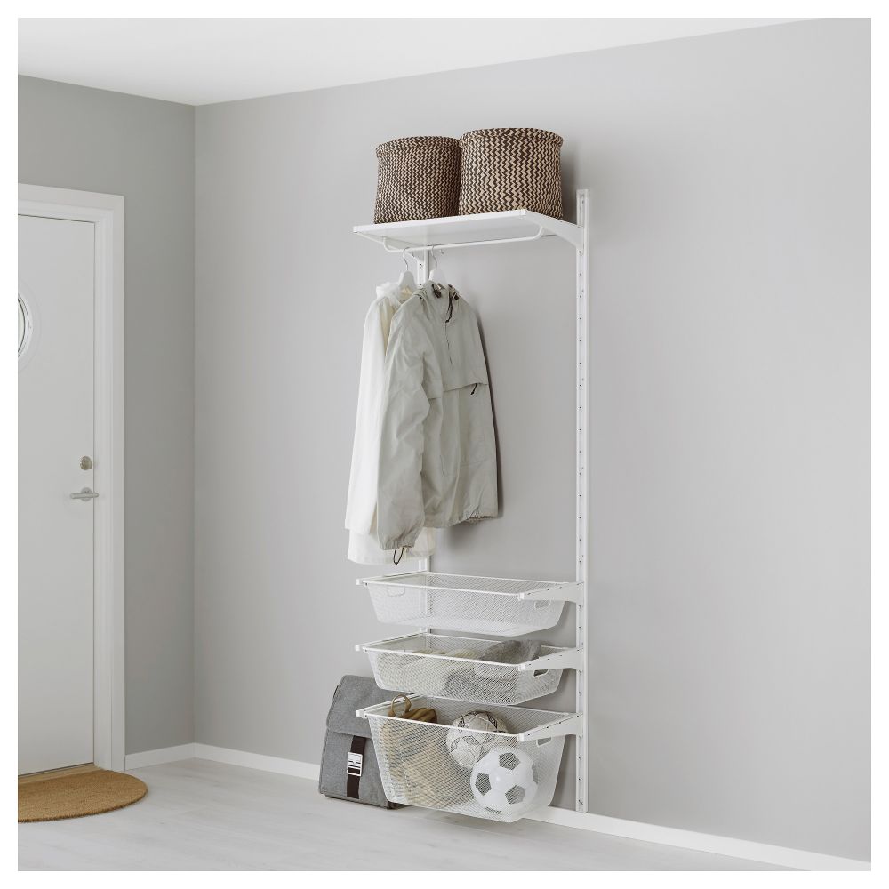 Настенная шина, сетчатые корзины АЛЬГОТ, белый (65x41x197 см) - фото 1