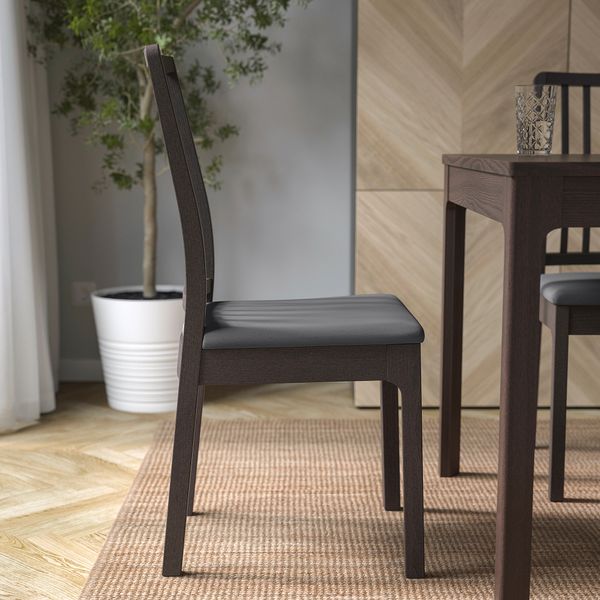 Стул, темно-коричневый, Hakebo темно-серый IKEA EKEDALEN ЛЕН ЭКЕДАЛЕН 494.292.03 - фото 3