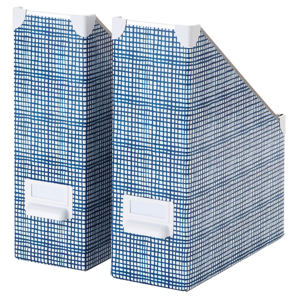 Подставка для журналов, белый, синий IKEA ФЬЕЛЛА 204.323.43 - фото 1