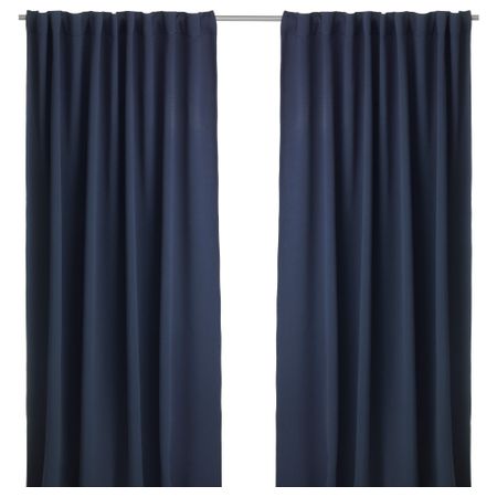 Гардины, блокирующие свет, 1 пара ВЕРНА, темно-синий (145x300 см)