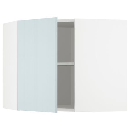Угловой навесной шкаф с полками, 68x60 см, белый, Kallarp серо-синий светлый IKEA METOD МЕТОД 394.790.19