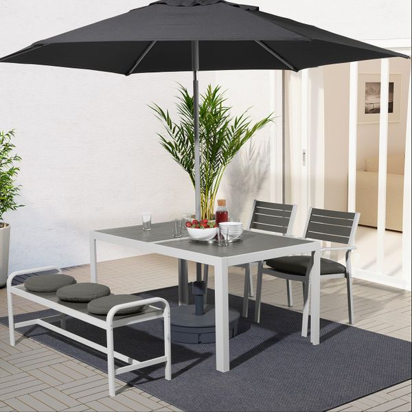 Стол+2стула+скамья,д/сада, темно-серый/ФРЁСЁН/ДУВХОЛЬМЕН темно-серый 156x90 см IKEA ШЭЛЛАНД 492.676.63 - фото 2