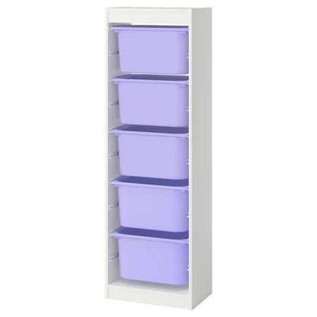 TROFAST Комбинация д/хранения+контейнеры - белый/сиреневый 46x30x145 см