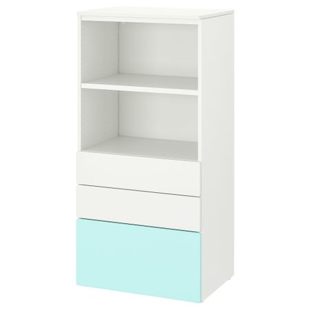 Стеллаж, 60x42x123 см, белый бледно-бирюзовый с 3 ящиками IKEA PLATSA ПЛАТСАA ПЛАТСА, SMÅSTAD СМОСТАД 494.205.18