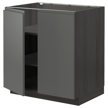 Напольный шкаф с полками/2двери, черный/Воксторп темно-серый 80x60 см IKEA МЕТОД 593.098.32
