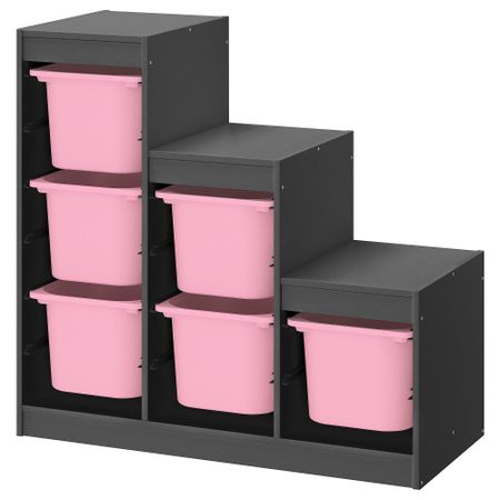 Комбинация для хранения, серый, розовый, 99x44x94 см IKEA TROFAST ТРУФАСТ 295.268.65