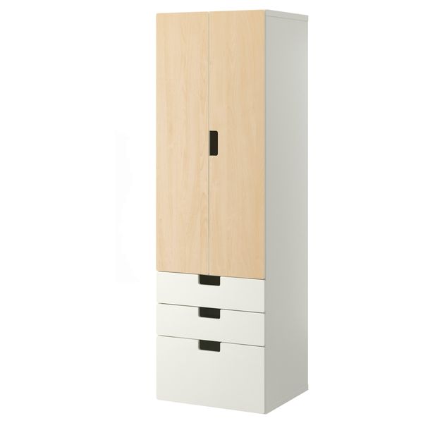 Комбинация для хранения с дверцами, ящиками СТУВА, белый, береза (60x50x192 см) - фото 1