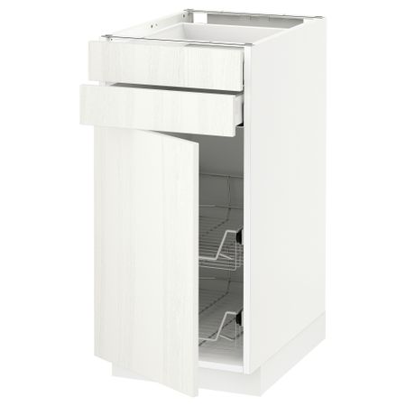 Напольный шкаф, дверца, 2 ящика, проволочных корзин МЕТОД / МАКСИМЕРА, белый, Росдаль белый